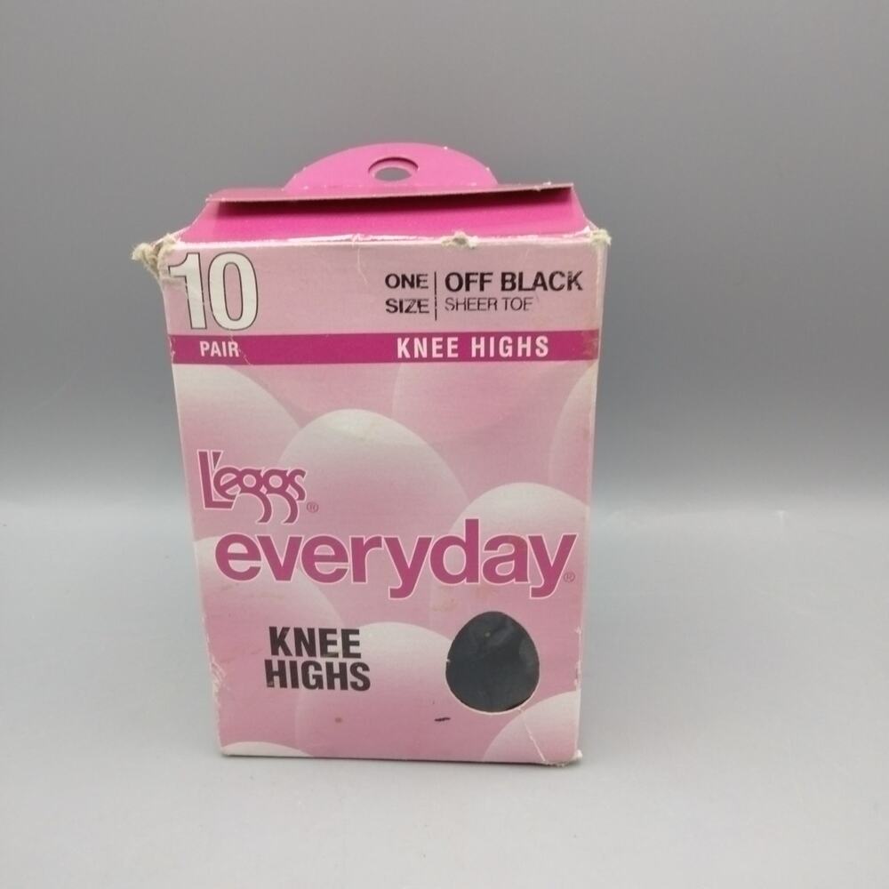 Vintage 2004 L'eggs Everyday Knee Highs Off Black, One Size Box of 6 pairs